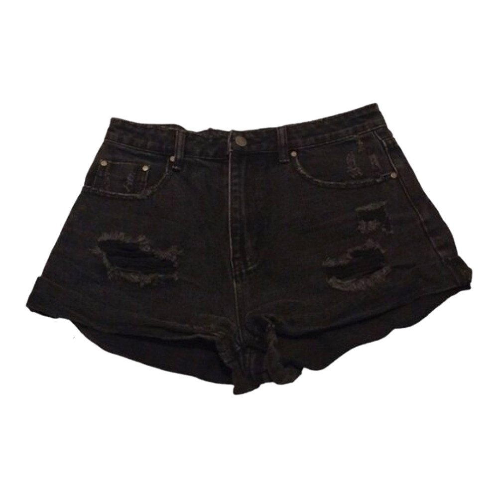 Mustard seeds Sofia Cohn Distressed High-Rise Cut‎ Off Denim Shorts Cuffed Hem